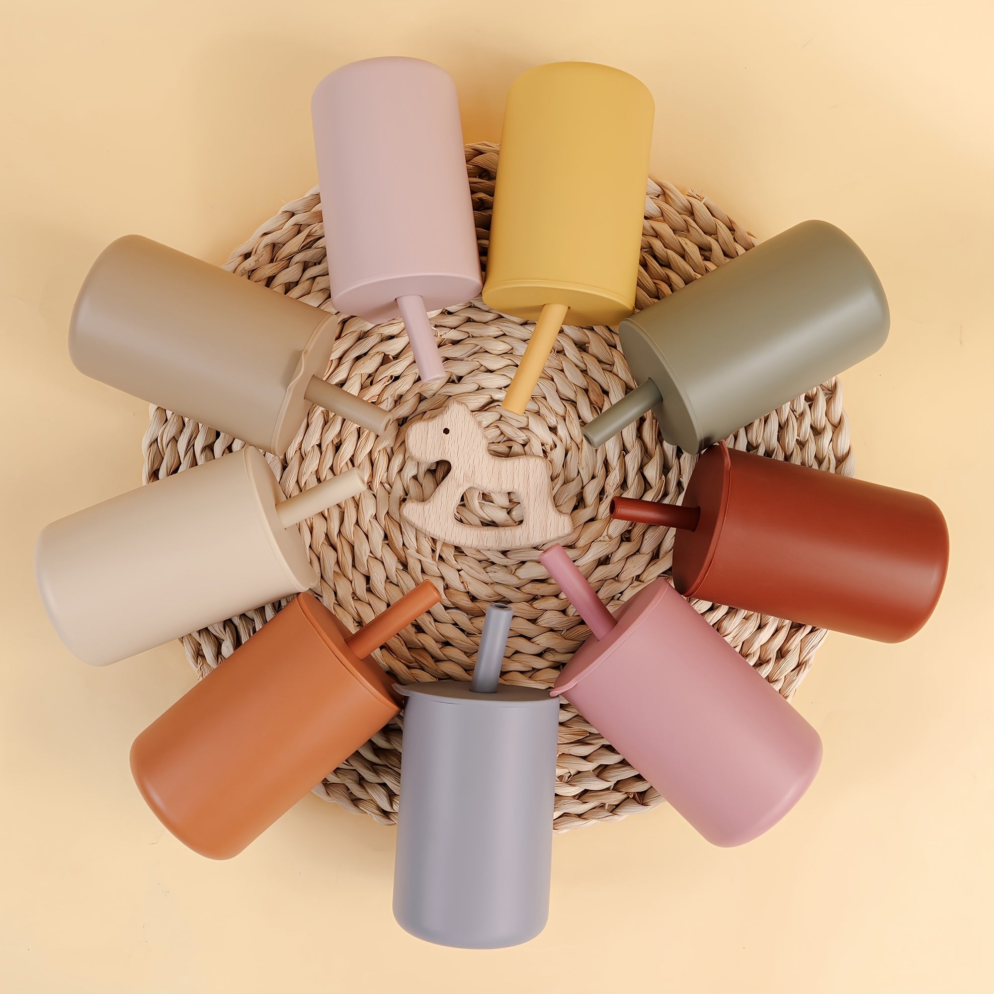 Yellow Silicone Sippy Cup with Straw BPA-Free Leakproof Reusable for Kids Hydration and Outdoor Activities