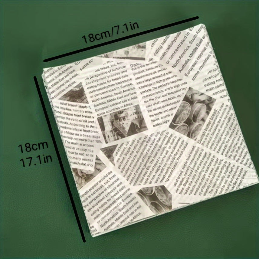 Set of 50 Oil-Resistant Greaseproof Food Wrapping Sheets for Sandwiches and Burgers