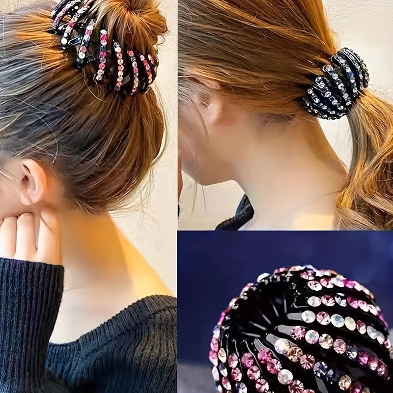 Shimmering Rhinestone Hair Clip for Women and Girls Ponytail Holder Durable Grip