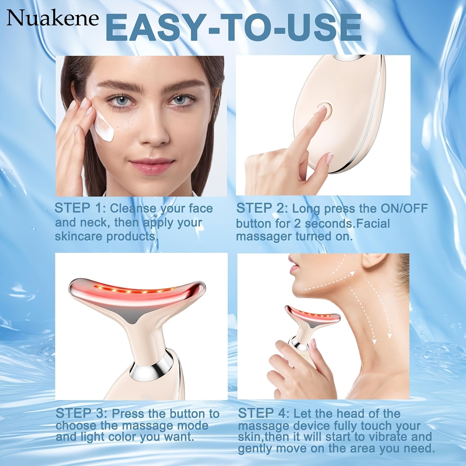 7-Color Facial and Neck Massager with Vibrating Function Rechargeable Home Skin Care Device