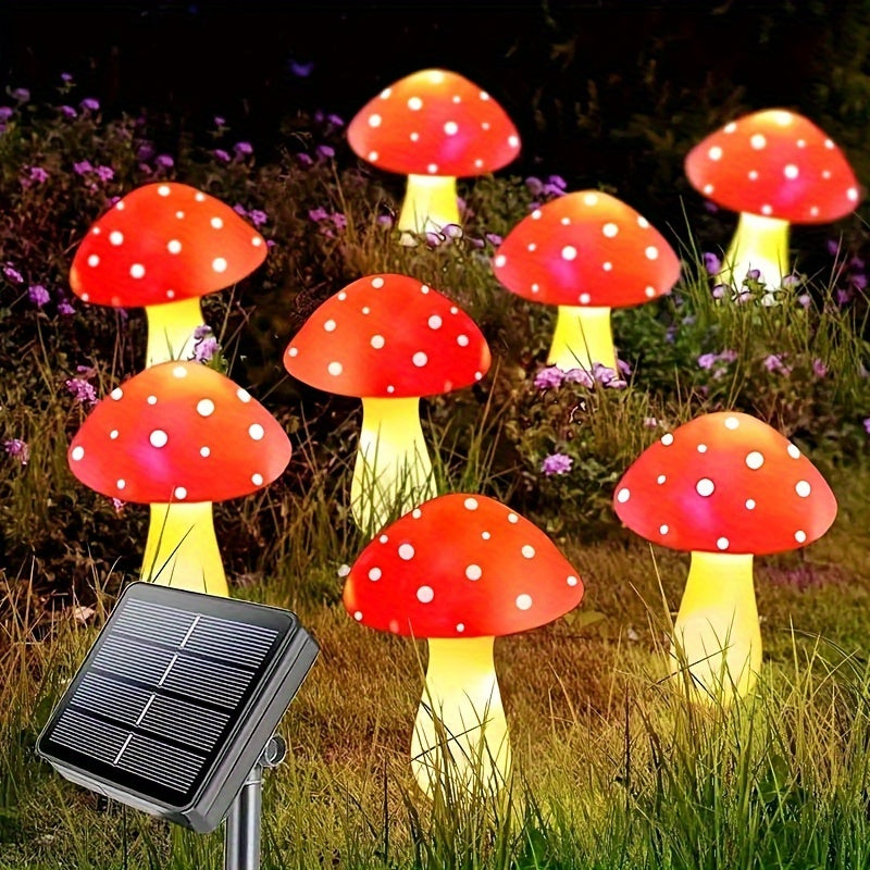 8/12pcs Solar Mushroom Pathway Lights ABS Material 8 Lighting Modes Infrared Sensor Outdoor Garden Yard