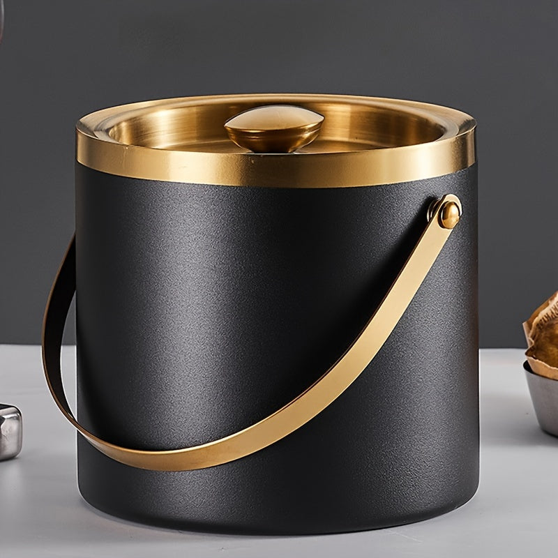 Insulated Stainless Steel Ice Bucket Double Layer for Champagne Wine Beer Non-Slip