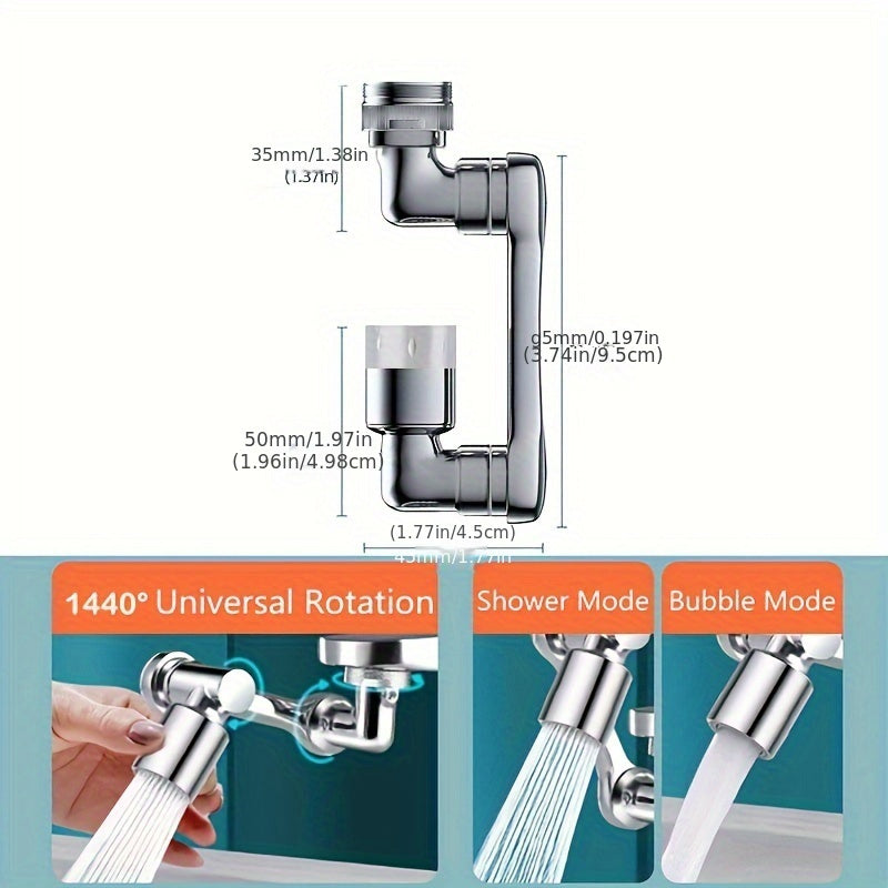 Universal Rotating Faucet Nozzle for Kitchen and Sink Faucets Plastic Silvery
