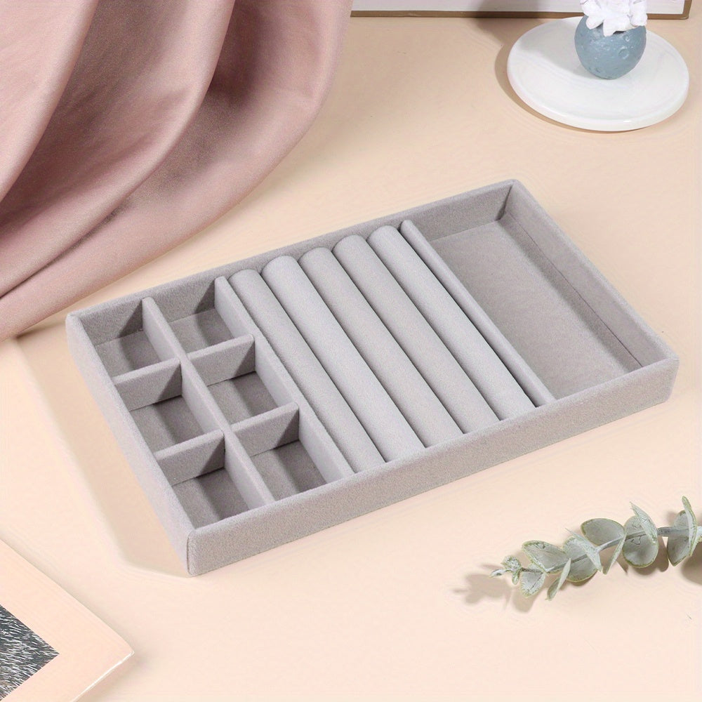 Caja de joyería de terciopelo para anillos, pendientes y almacenamiento de joyas