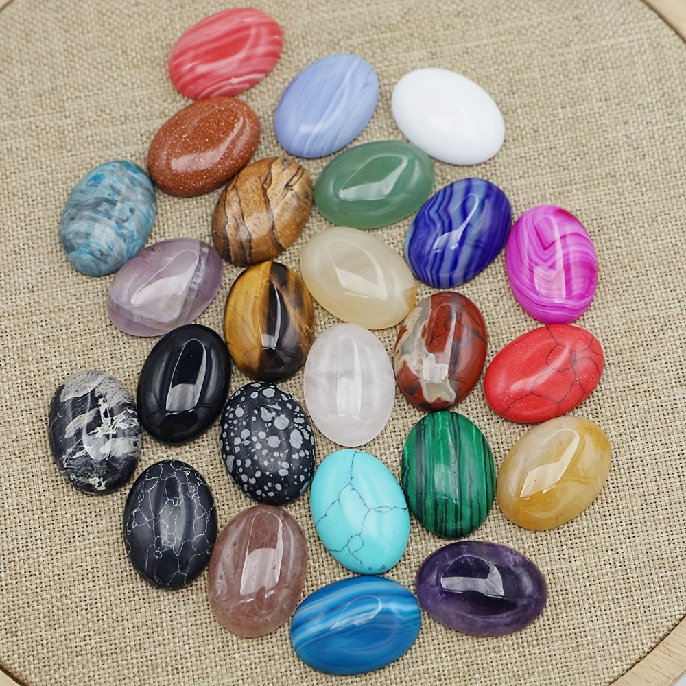 Uy bezaklari uchun 20 dona tabiiy yarim qimmatbaho oval tosh