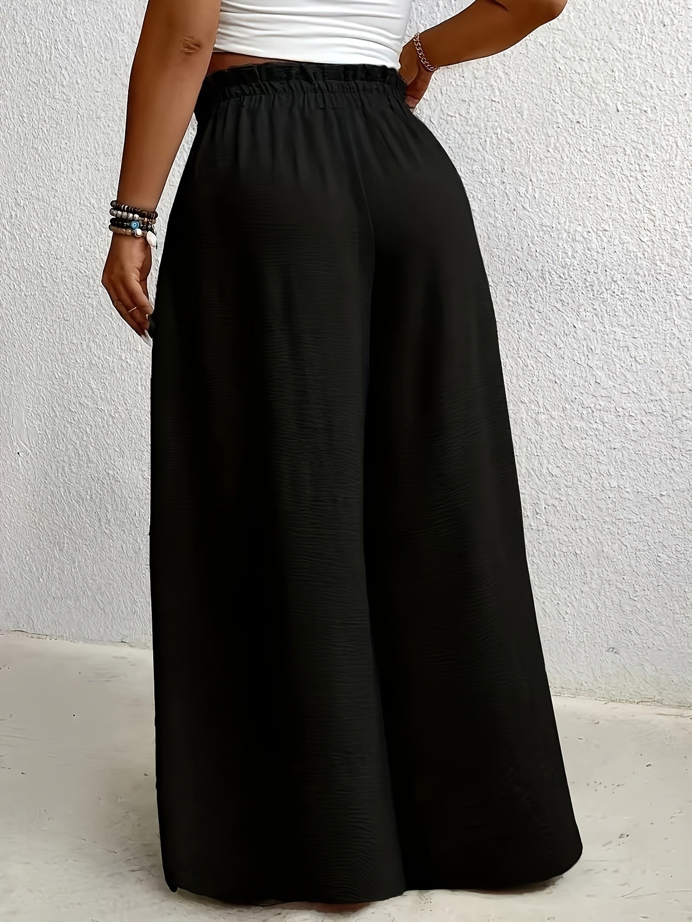 Women’s Wide-Leg Skirt Pants Beige High-Waisted Casual Spring Summer Fall