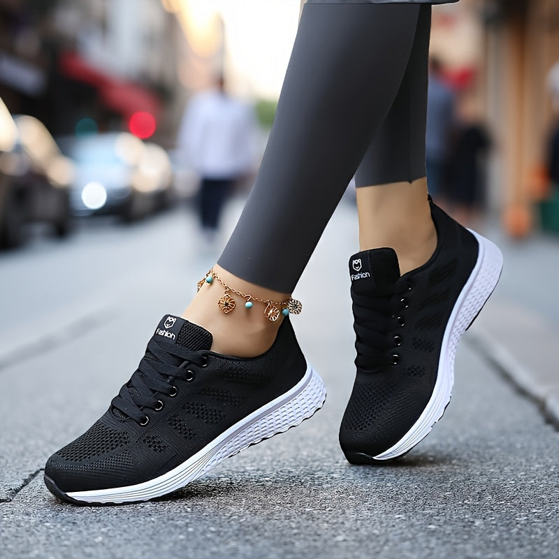 Women's Breathable Mesh Running Shoes Low-Top Sneakers Black Pink