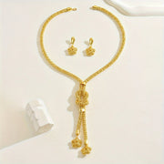 Women’s 3-Piece Jewelry Set Y-Shaped Geometric Necklace Tassel Flower Pendant Stylish for Special Occasions