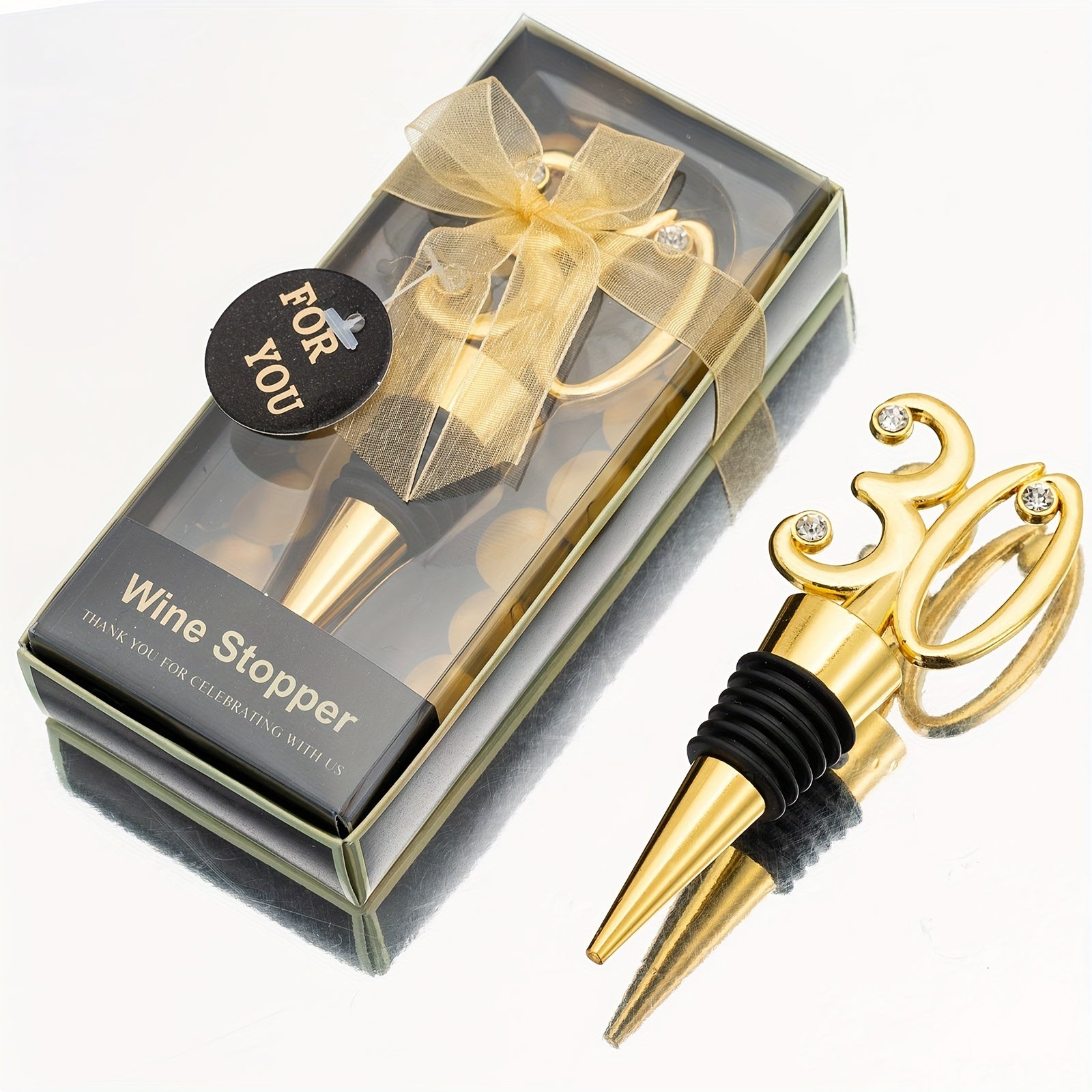 Golden Wine Stopper with Gemstone Accents for Gifts and Celebrations