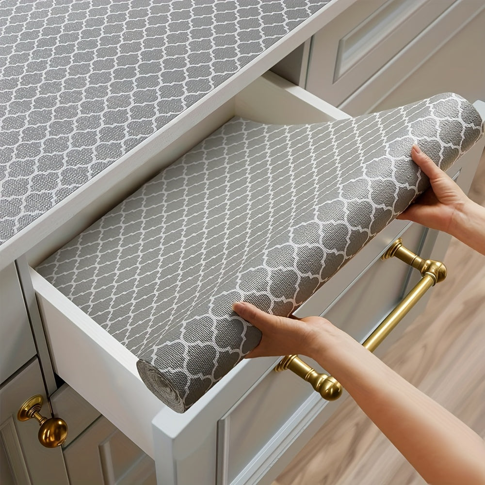 Gray Waterproof PEVA Shelf Liner Non-Slip Drawer Mat for Kitchen Cabinets Bathroom Storage 30x130 cm