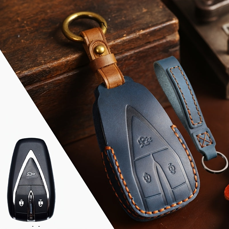Universal PU Leather Key Fob Cover for SUV Remote with Secure Chain