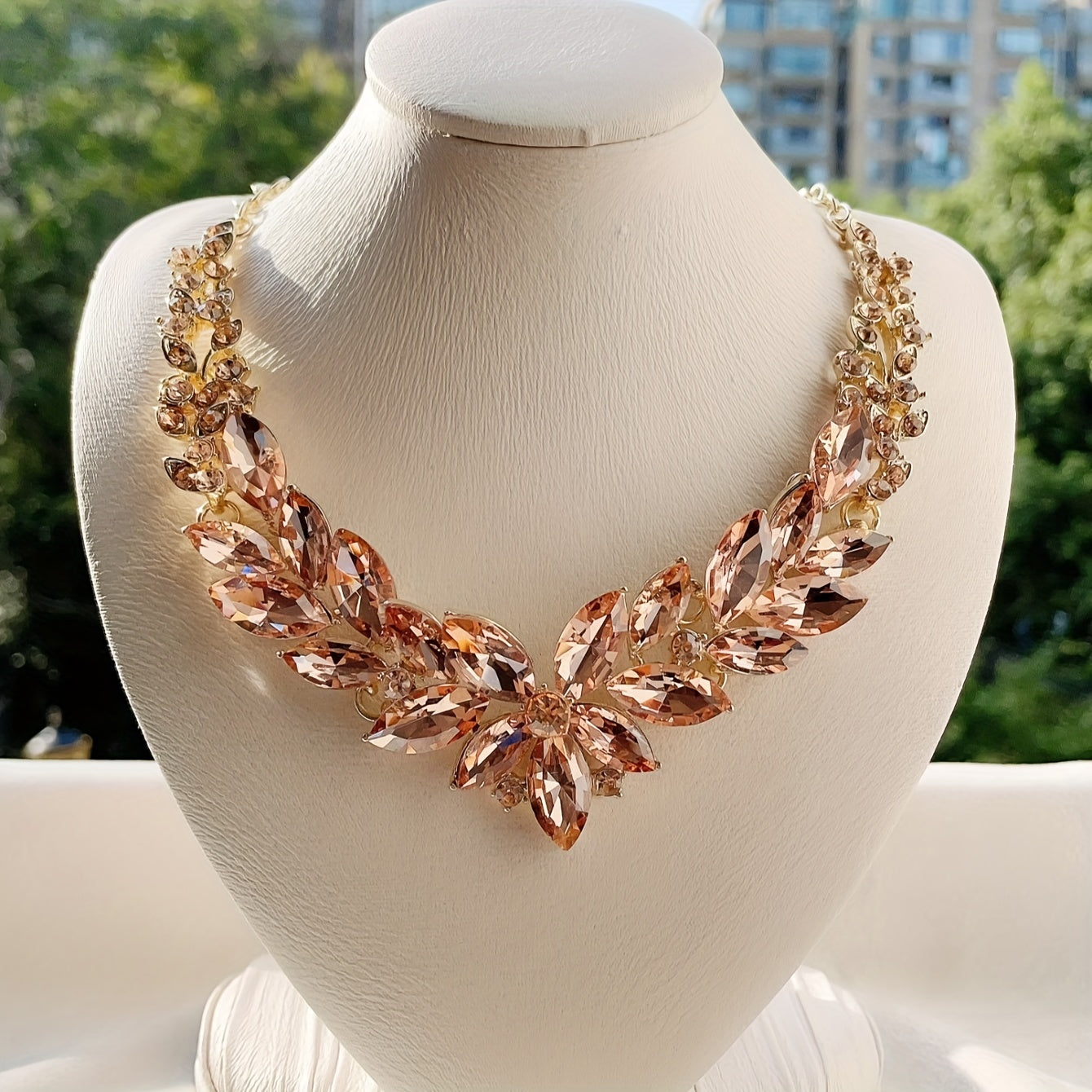 Rhinestone Statement Necklace Chunky Bib Jewelry for Women