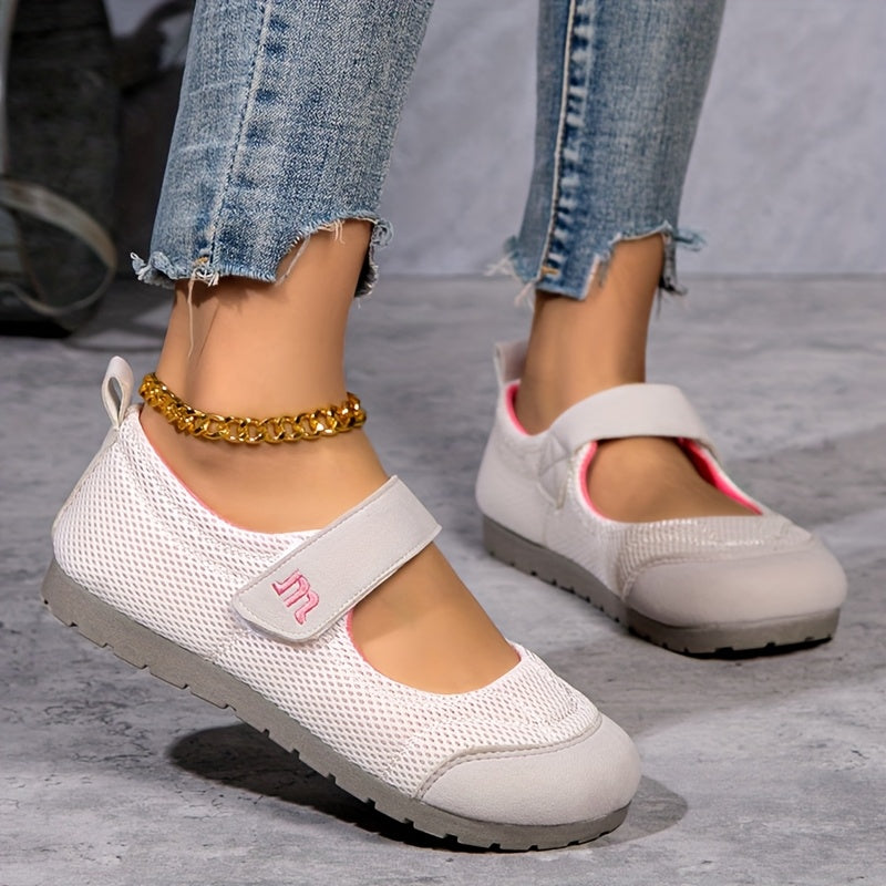Women Breathable Mesh Slip-On Flats White Brown Casual Comfortable Shoes