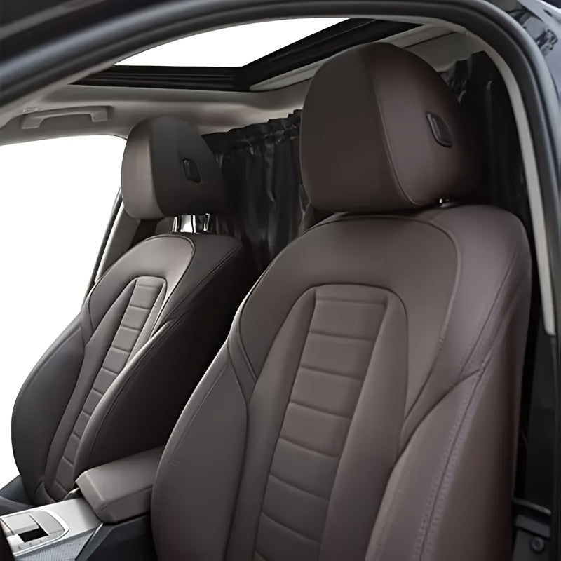 2Pcs Black Double-Layer Car Partition Curtains Sunshade Privacy Blockout