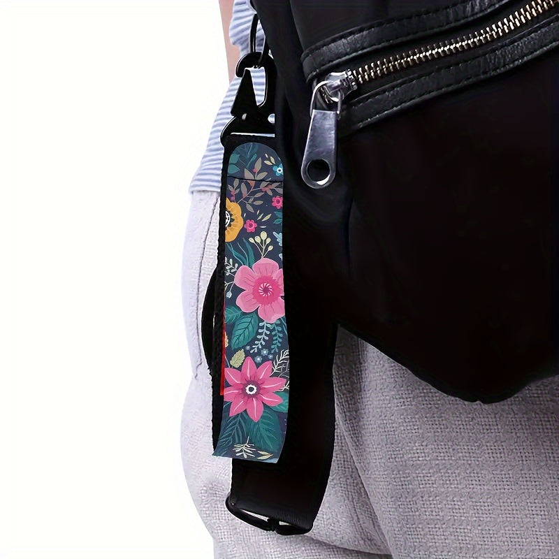Floral Pattern Polyester Wrist Strap Keychain for Keys Cameras Phones