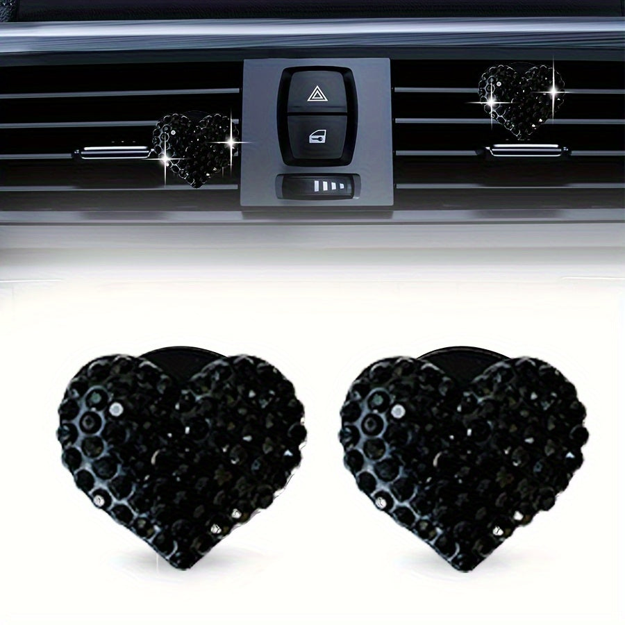 2PCS Clips de difusor de aroma para coche en forma de corazón de cristal, accesorios decorativos para coche