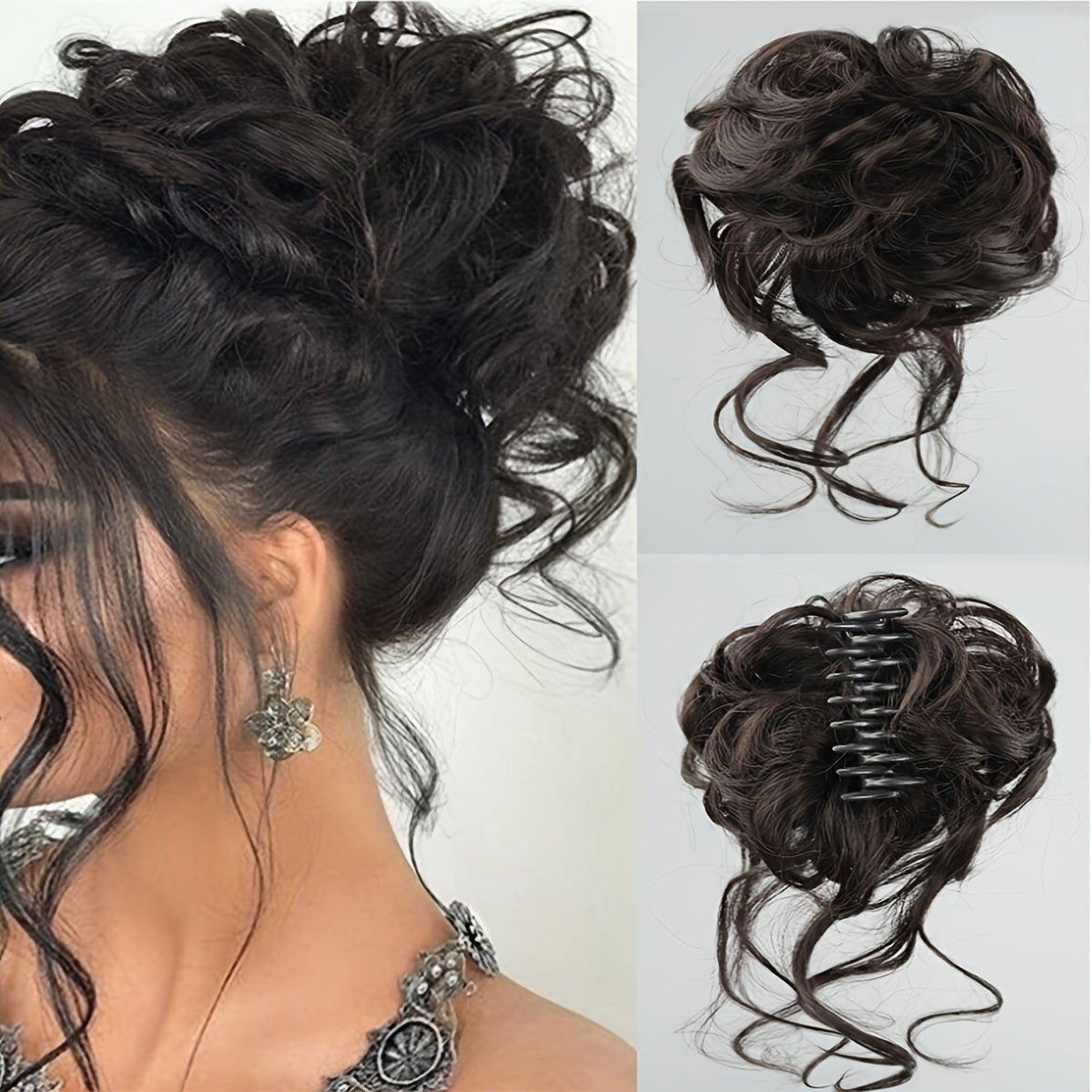 Women's Messy Curly Claw Clip Hair Bun Synthetic Hairpiece for All Occasions