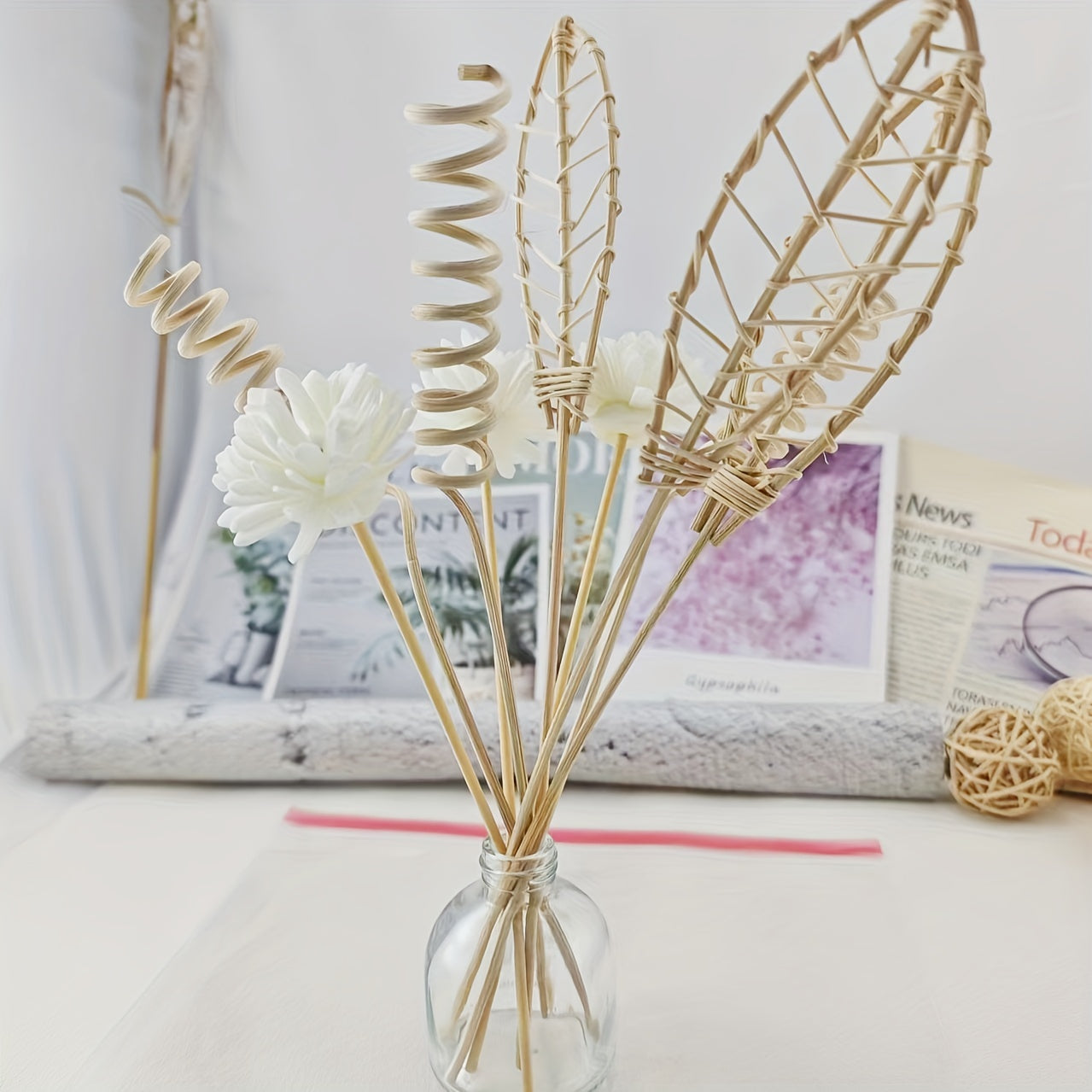 Reed Diffuser Sticks Set for Home and Office Decor Natural Materials Aromatherapy