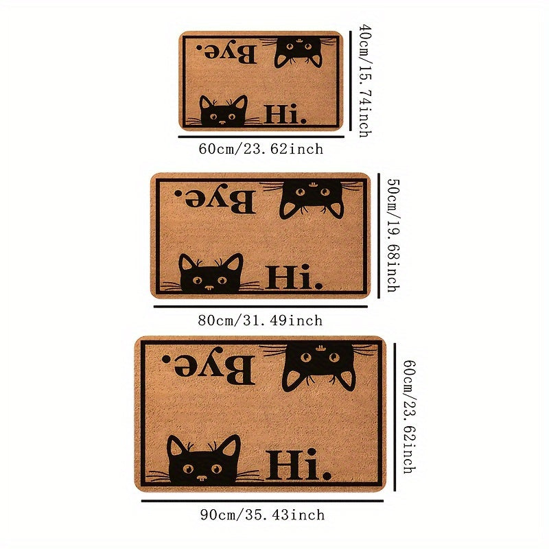 Qora mushuk doormat toʻgʻri burchakli polyester gilam ichki va tashqi foydalanish uchun dogʻga chidamli kirish mato