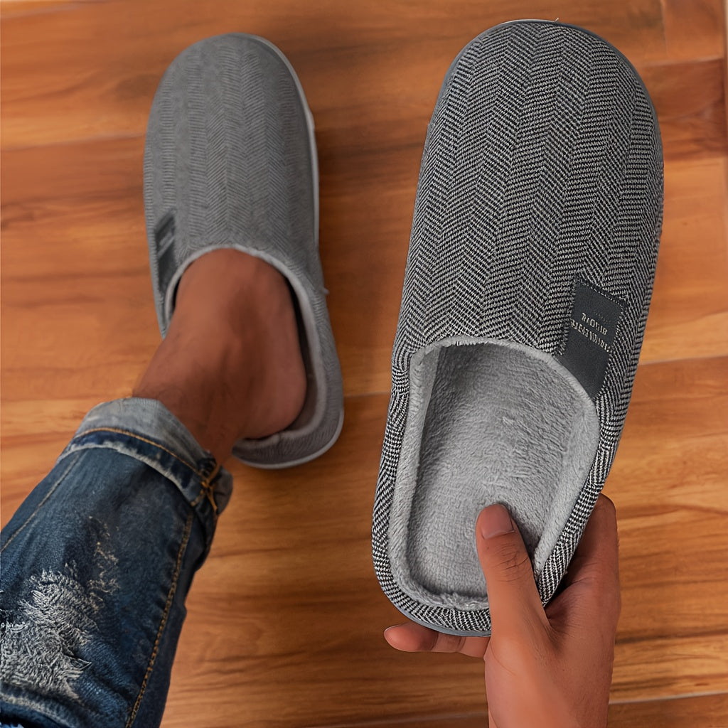 Unisex Plush Slippers Indoor House Slip-On Warm Thick Sole