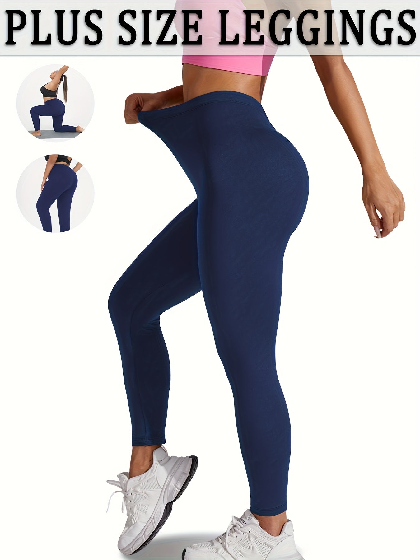 Plus Size High-Waisted Athletic Leggings Soft Non-See-Through Yoga Running