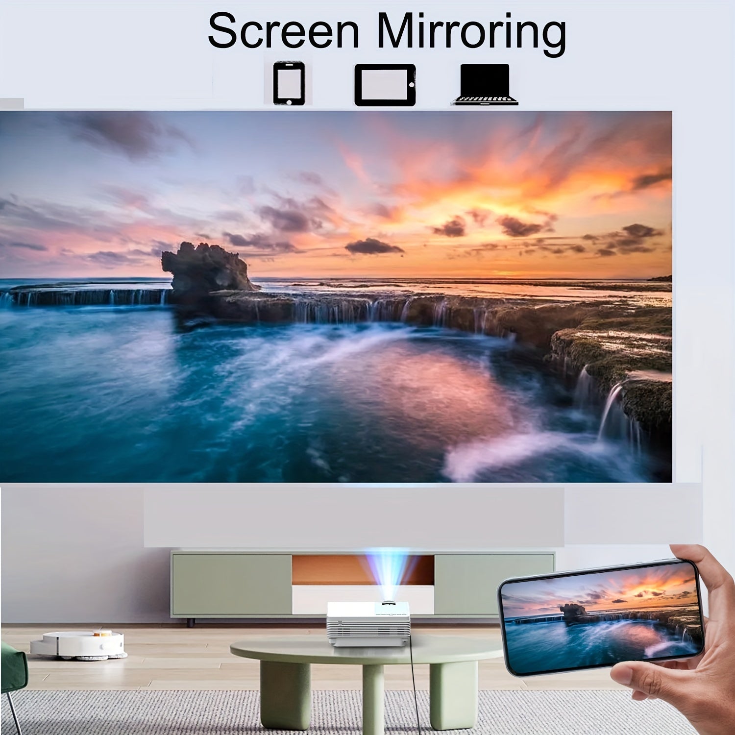 Full HD Portable Projector with WiFi 5G Support, 1920x1080 LCD, Home Cinema