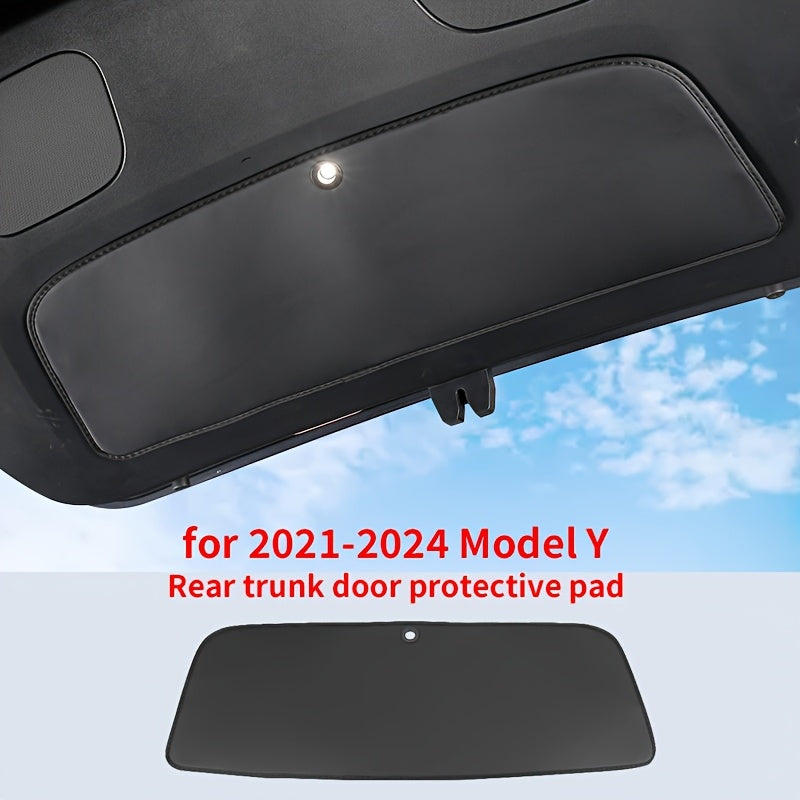 Faux Leather Rear Trunk Door Protective Mat for Tesla Model 3/Y Black Dustproof Scratch-Resistant