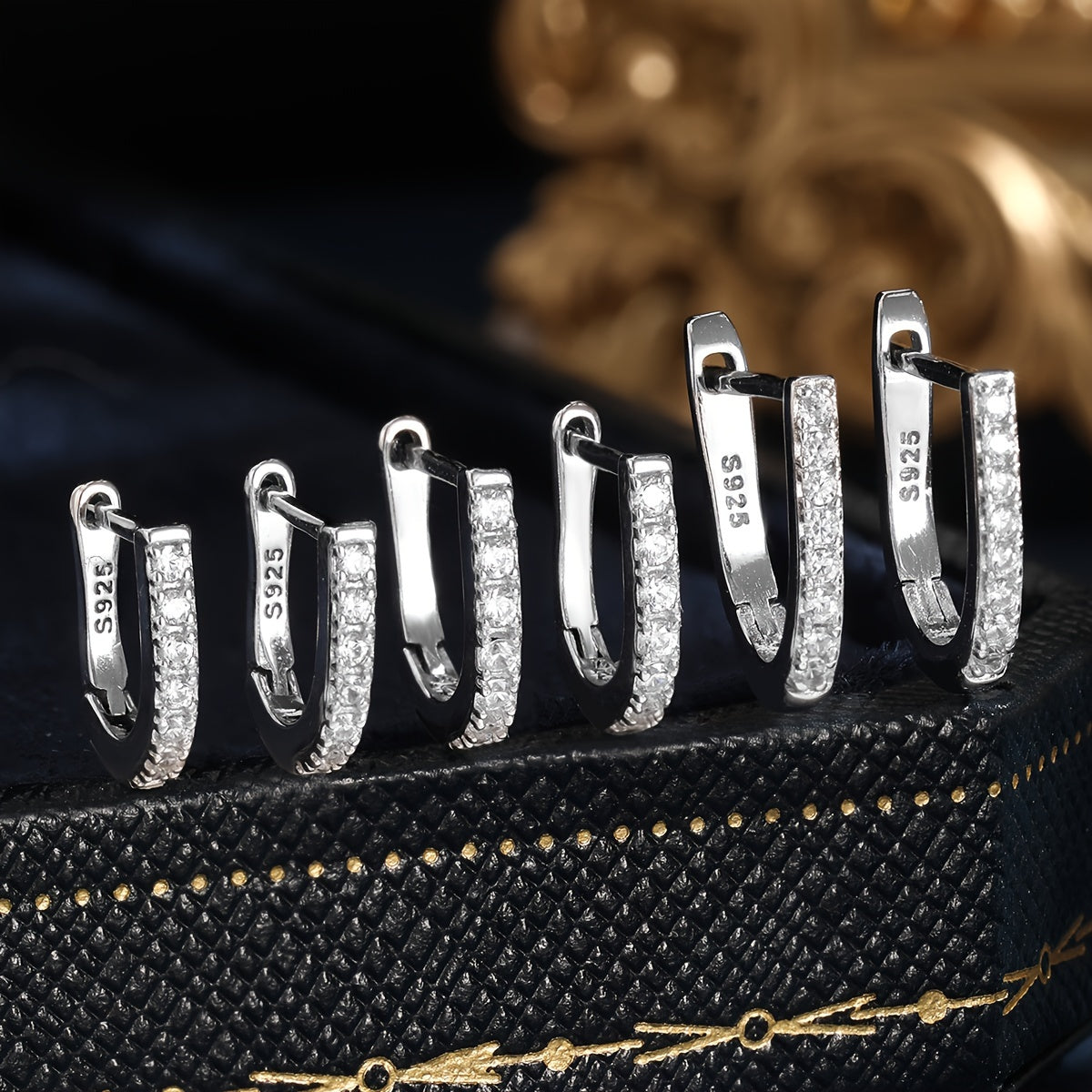 Sterling Silver Hoop Earrings with Zirconia Stones for Women