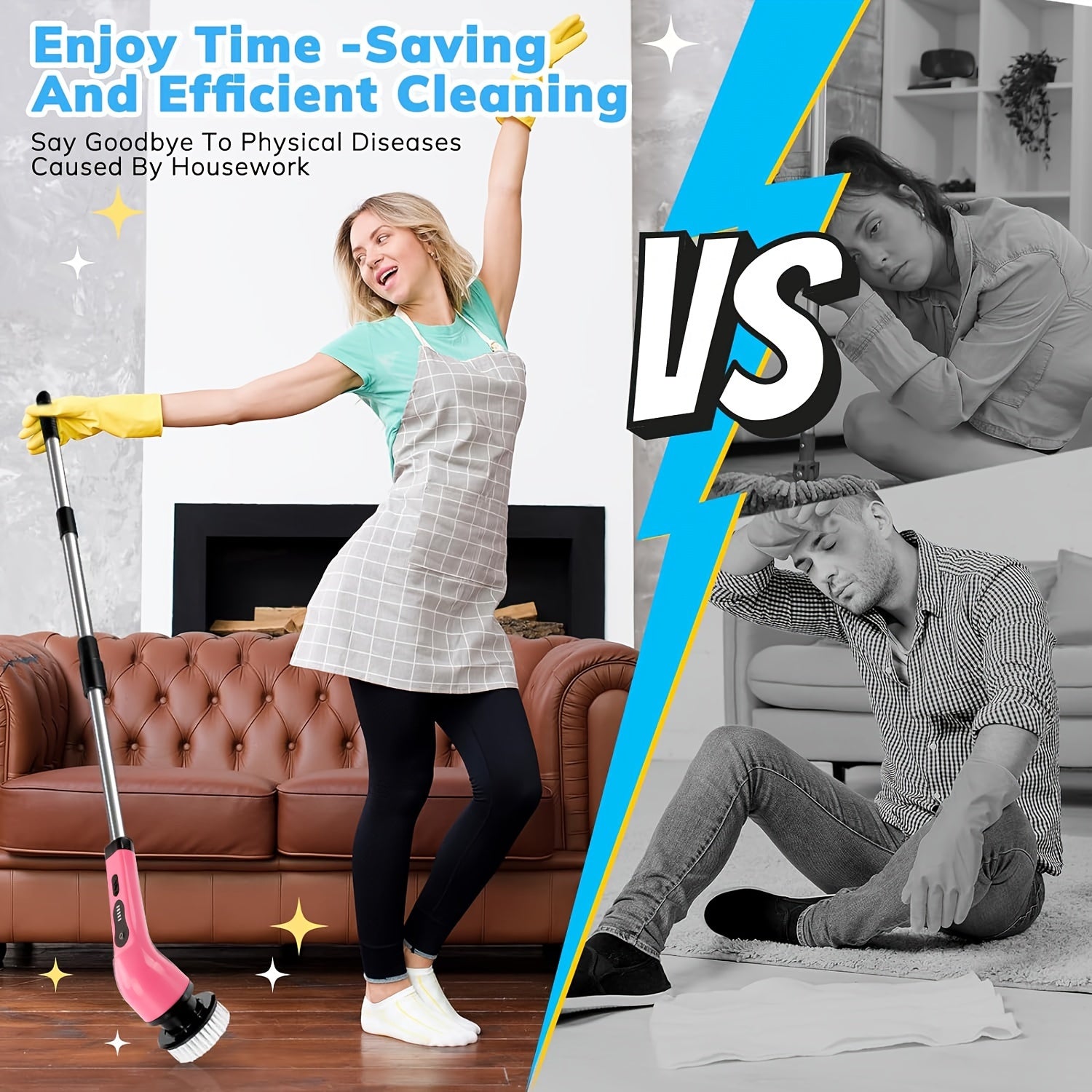 9/6 almashtiriladigan cho'tka boshlariga ega Elektr burilishli tozalash qurilmasi, sozlanadigan tezlik