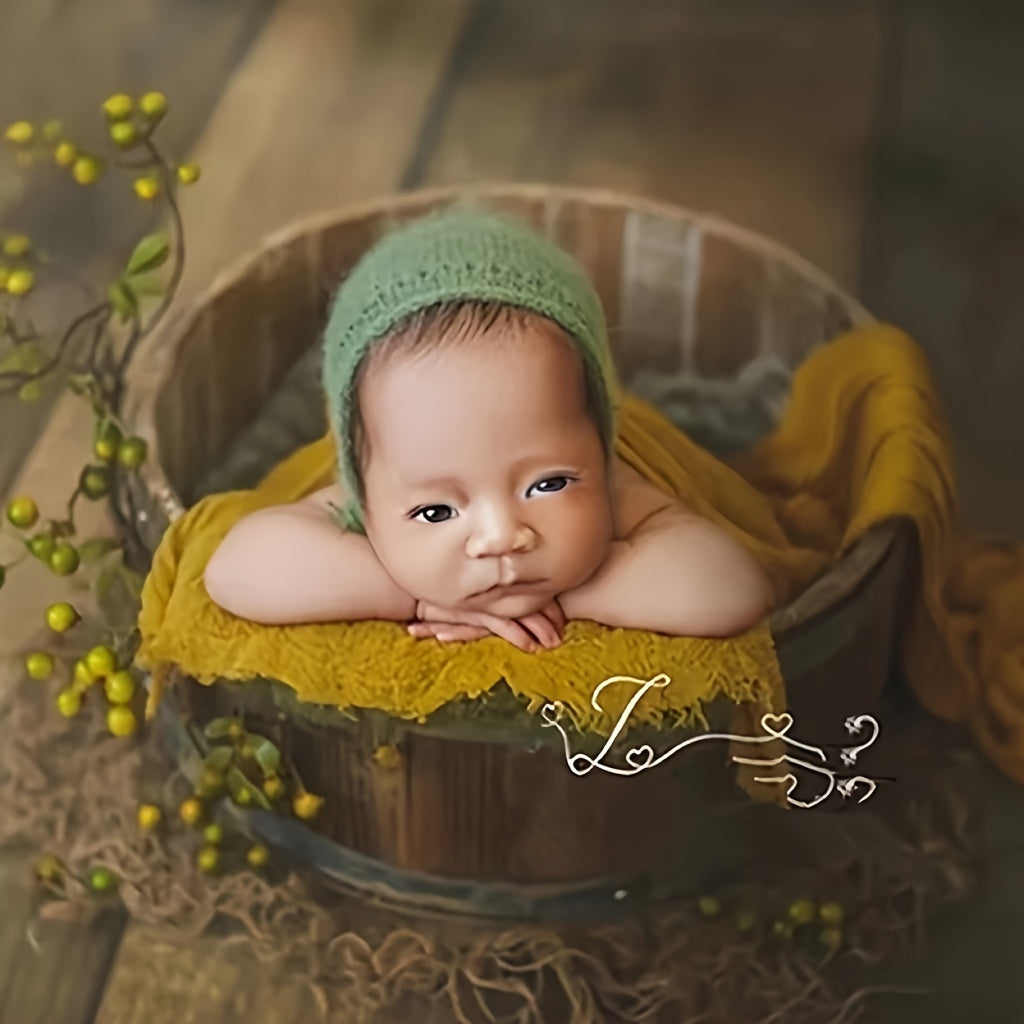 Wooden Baby Photography Props Bed with Baby Basin for Newborn Photos