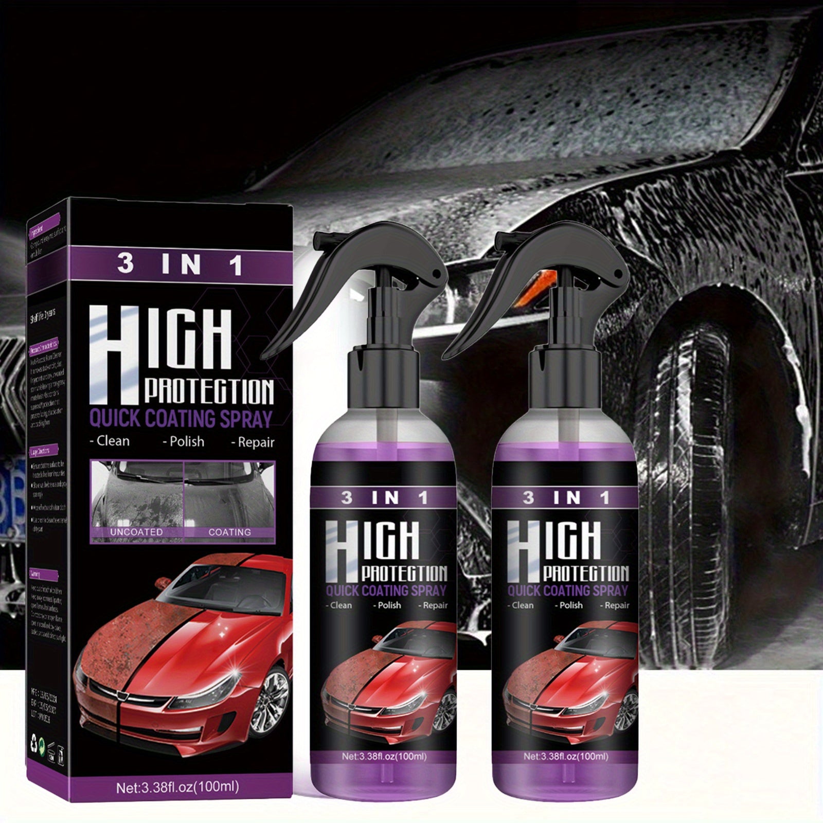 All-In-One Foam Cleaner 2-Pack 100ML Strong Automotive Deep Cleaning