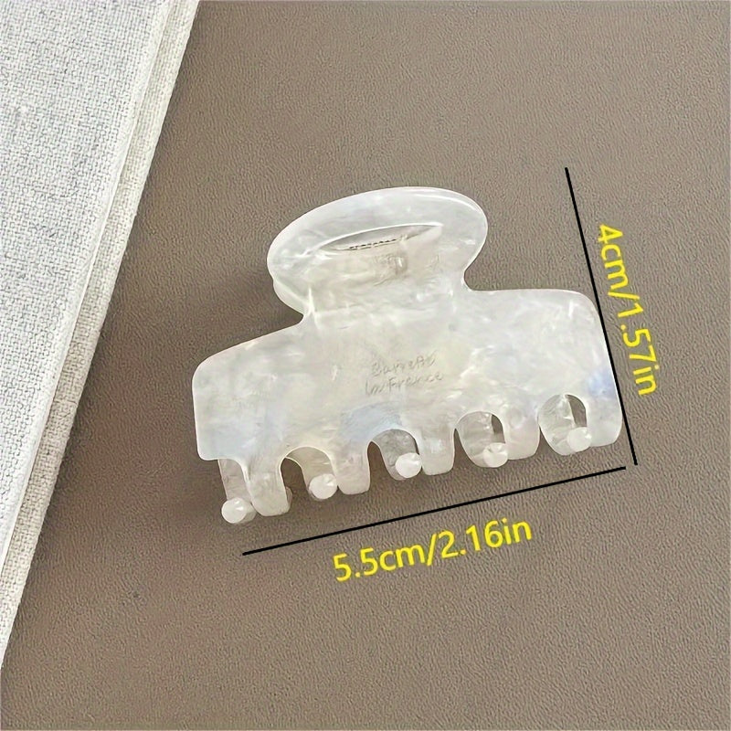 Vintage French Hair Clip Retro Rectangle Acrylic with Golden Logo for Long Hair