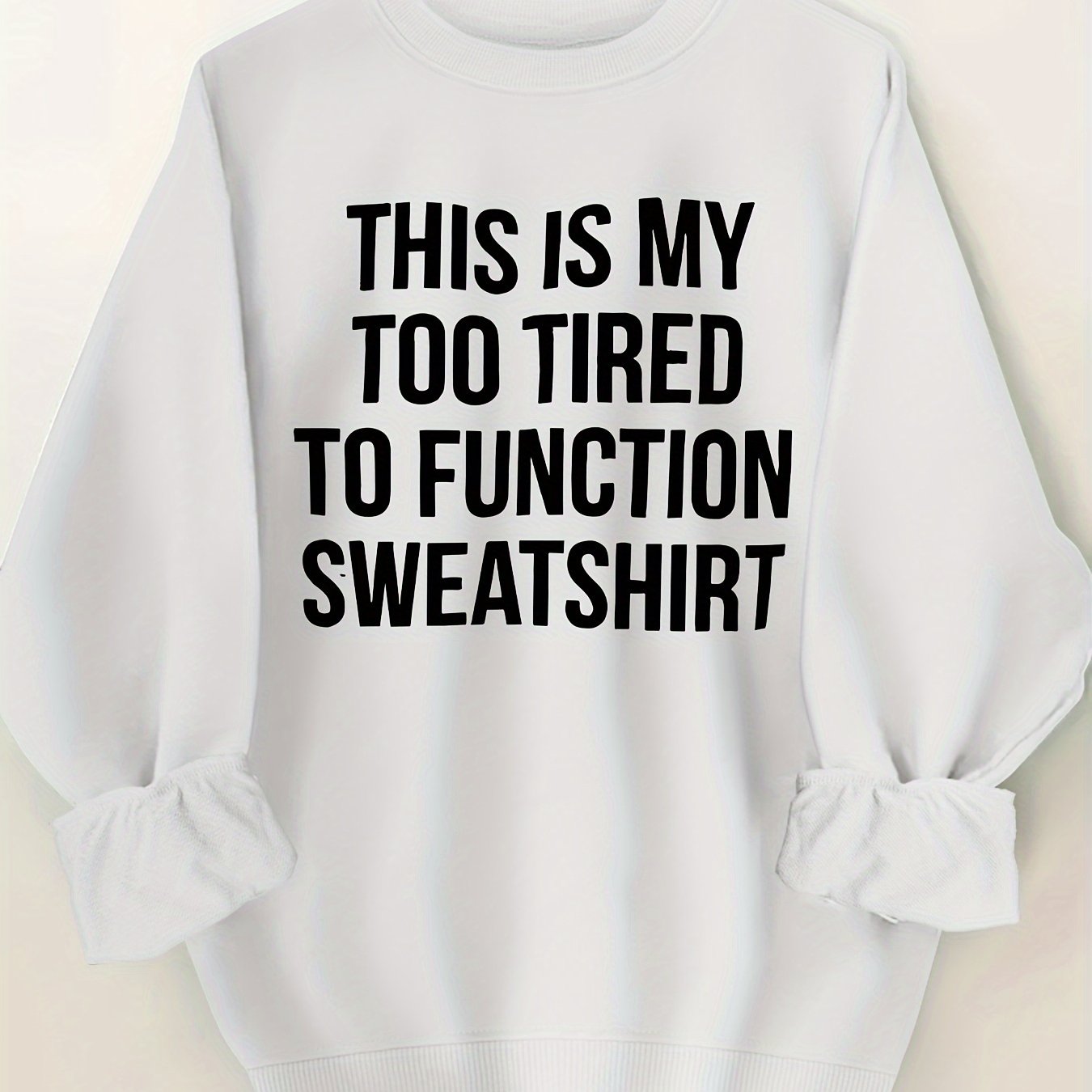 Толстовка бежевого цвета с круглым вырезом и черным принтом для женщин