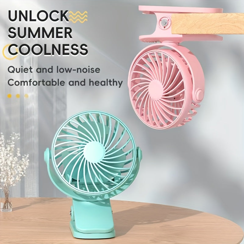 Mini USB Fan with Multi-Color ABS Material Rechargeable 500mAh Battery Clamp Desk Stand