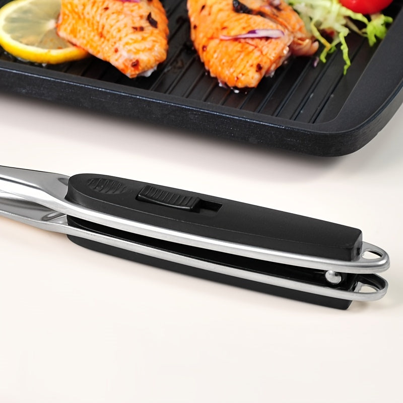 Stainless Steel BBQ Tongs, High-Temperature Resistant, Food-Safe Grilling Tool