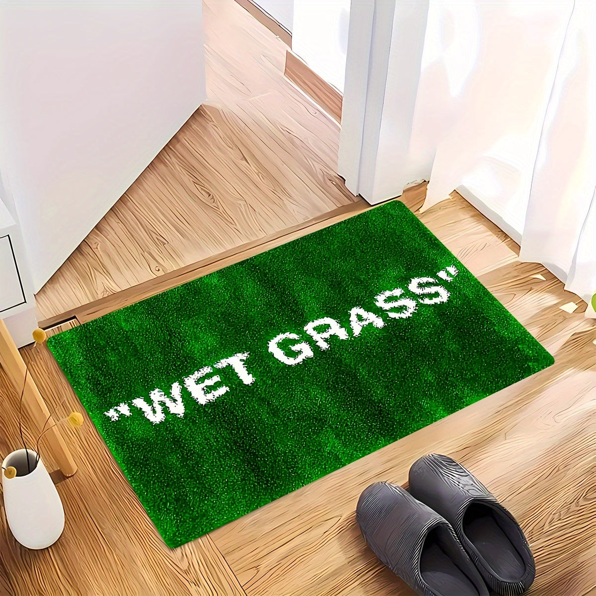 Green Grass Wet Texture Area Rug Non-Slip Machine Washable for Living Room Bedroom Kitchen
