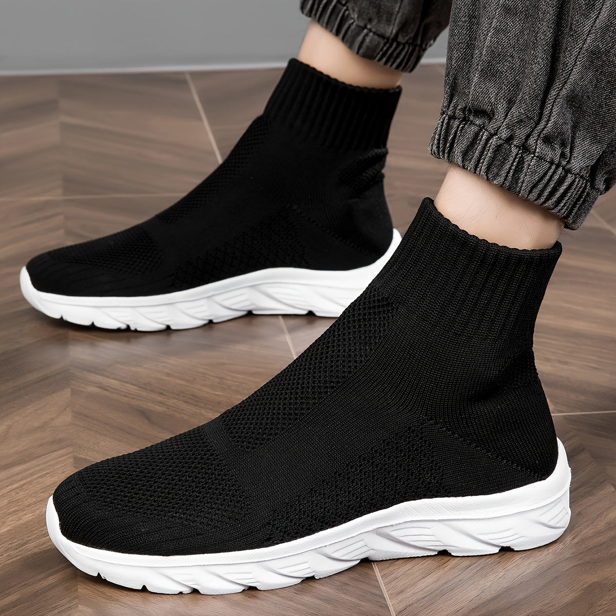 Women's High Top Sneakers Breathable Lightweight Slip-On Casual Shoes