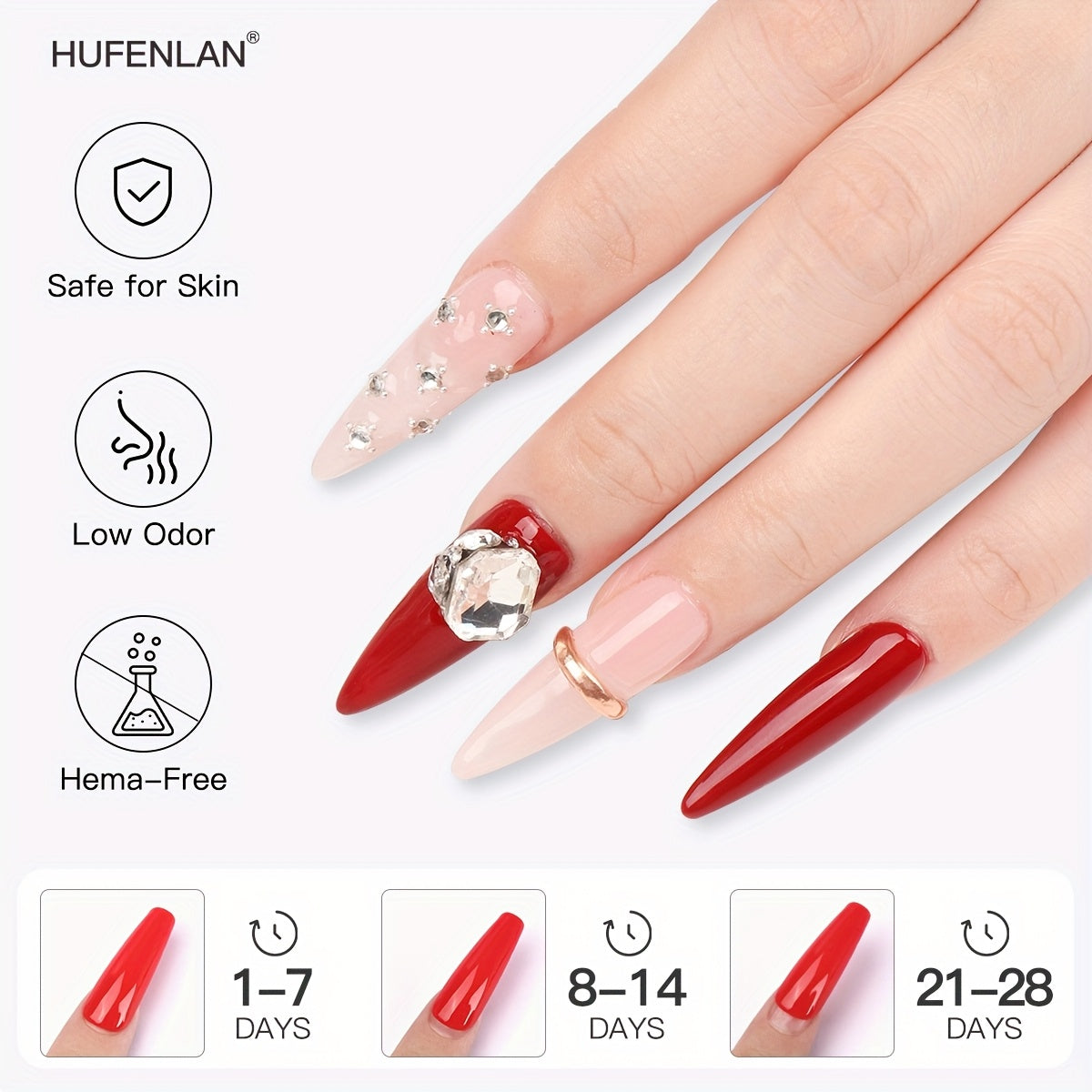 Long-Lasting Gel Nail Polish Set with 2 Top Coats and Base Coat for Shiny Odorless Finish