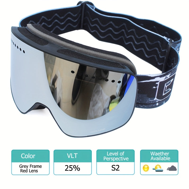 Adult Ski Goggles Mirrored Double Layer Lens TPU Frame for Snowboarding and Ice Skating
