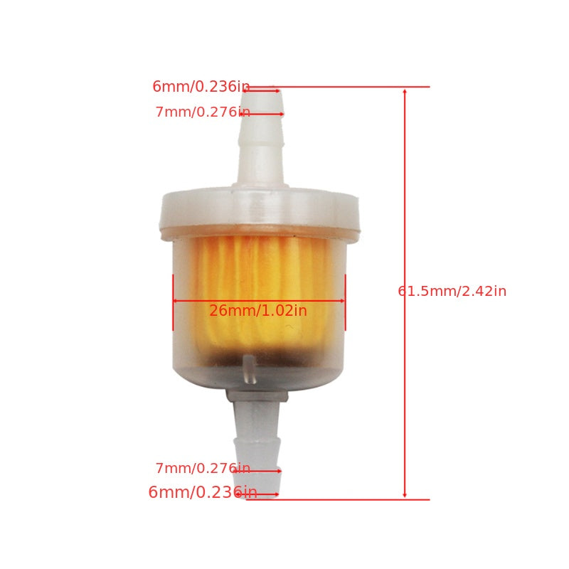 Motorcycle Gas Fuel Filter Petrol Pipe Hose Line 6mm with 4 Clips