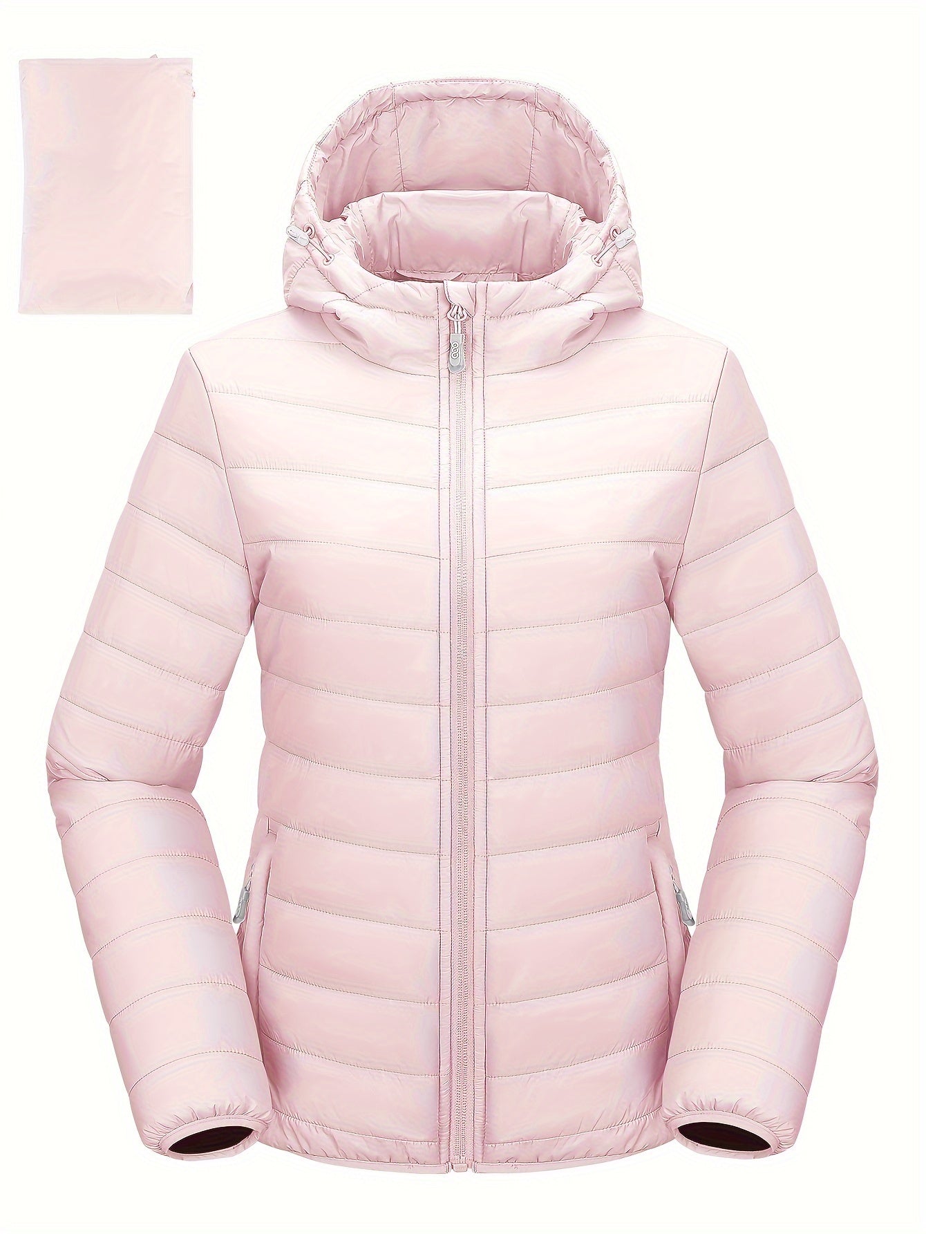 Women's Lightweight Packable Quilted Puffer Jacket with Hood Pink Winter Coat