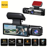 Dual Camera Car Dash Cam 1080P Night Vision Loop Recording Wide Angle 8.03cm IPS Screen