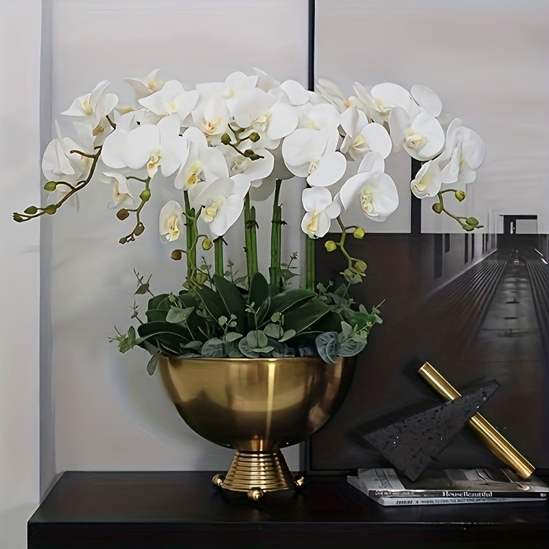 Flor artificial de orquídea blanca de 68.58 cm con tallo largo para decoración en jarrón o mesa