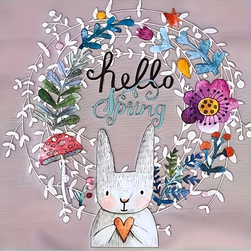 Rabbit and Floral Print Waterproof Kitchen Apron Oil-Resistant Durable PVC