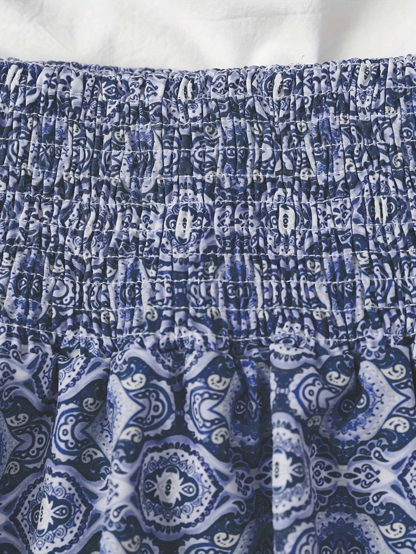 Women's Off-Shoulder Geometric Print Two-Piece Outfit Polyester Spandex Shirred