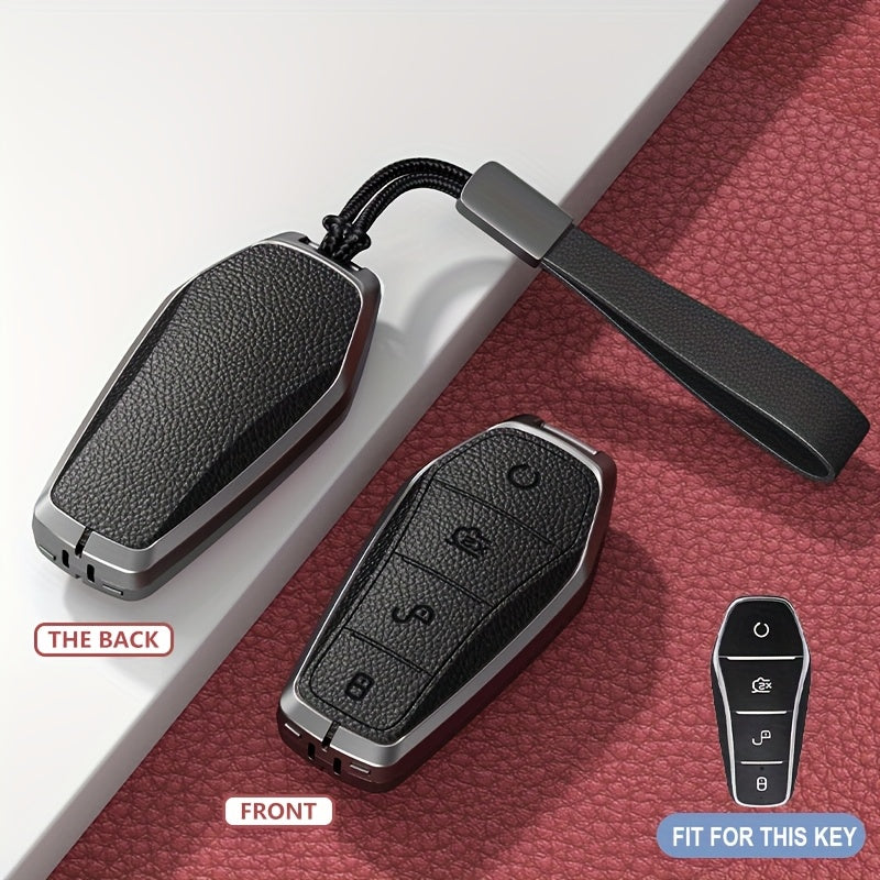 Alloy Car Key Cover Brown Protective Keychain for Remote Key Fob