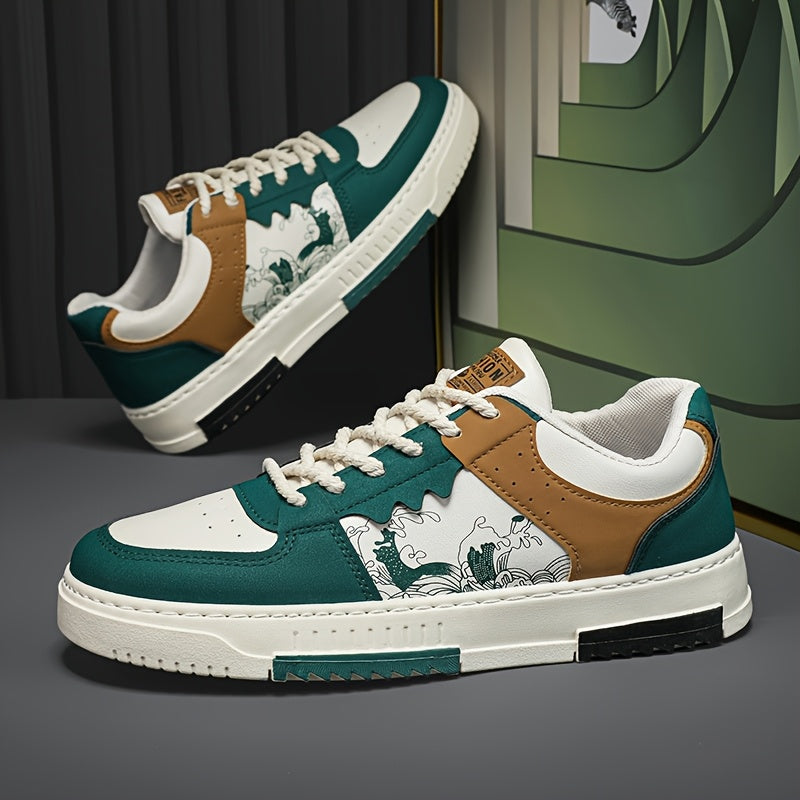 Мужские низкие кроссовки на шнуровке с прорезиненным верхом из PU и текстильной стелькой