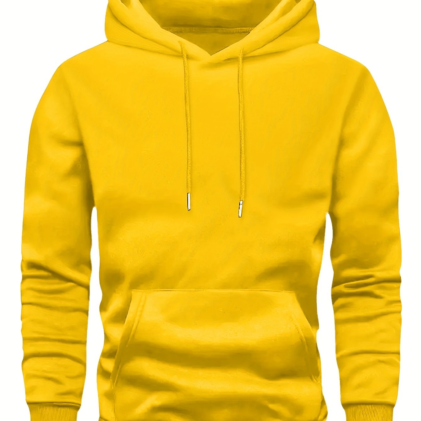 Men's Casual Hoodie with Hooded Collar, Polyester, Solid Color, Regular Fit