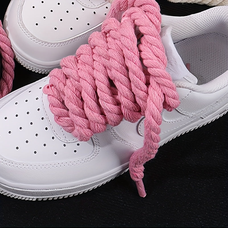 2-Pack Thick Canvas Shoe Laces for Casual Sneakers and Boots Black White Gray