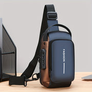 Men's Waterproof Oxford Crossbody Bag with Phone Pocket for Daily Commute and Motorcycle Use